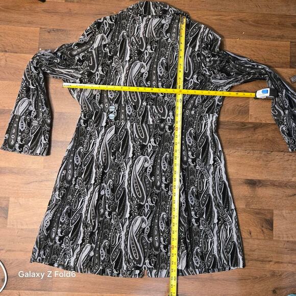 Bisous Bisous Black white paisley print coat size XL - Picture 4 of 6